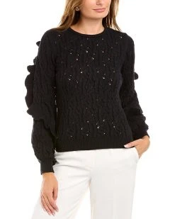 Carolina Herrera Puff Sleeve Knit Top Women Sweaters & Knits