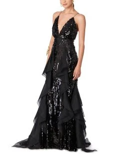 Carolina Herrera Spaghetti Strap Sequin Gown Women Dresses