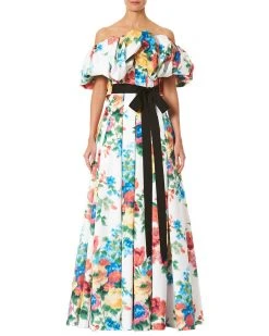 Carolina Herrera Off-Shoulder Dramatic Drape Gown Women Dresses