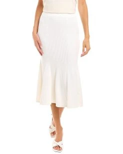 Carolina Herrera Plaited Rib Knit Wool-Blend Godet Skirt Women Skirts