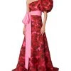 Carolina Herrera One-Shoulder Puff Sleeve Silk Gown Women Dresses