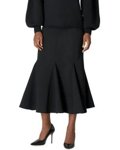 Carolina Herrera Plaited Rib Knit Wool-Blend Godet Skirt Women Skirts