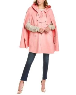 Carolina Herrera Short Patch Pocket Wool & Cashmere-Blend Parka Cape Women Outerwear