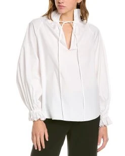 Carolina Herrera Ruffle Collar Blouse Women Tops